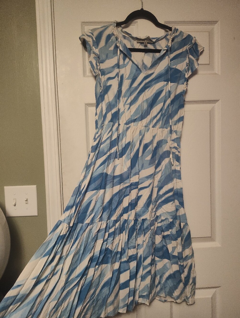 Absolutely Famous Blue and White Zebra-Print Maxi Dress